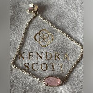 Kendra Scott pink druzy bracelet gold chain